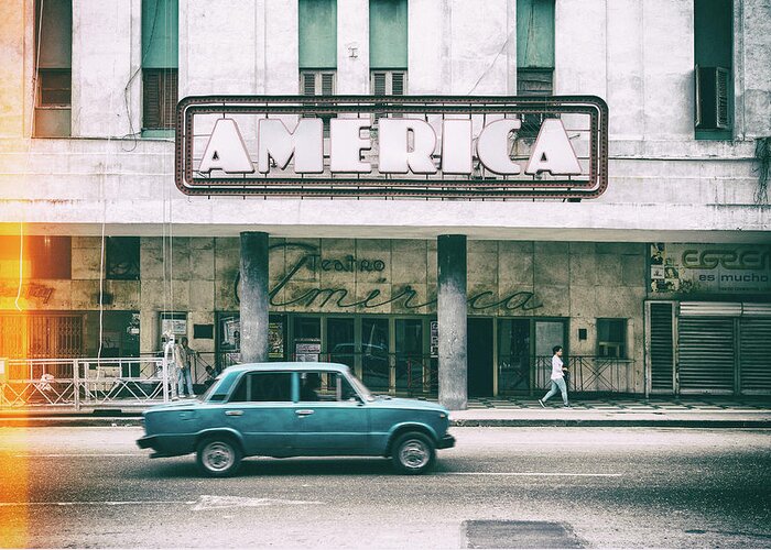 Photography Greeting Card featuring the photograph Cuba Fuerte Collection - Teatro America in Havana by Philippe HUGONNARD