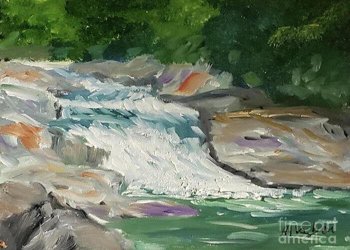 Impressionism Greeting Card featuring the painting Cullasaja River Rapids by Stanton Allaben