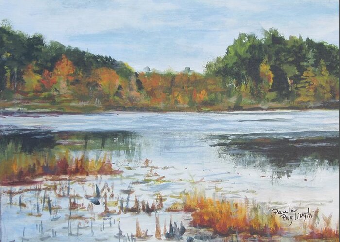 Acrylic Greeting Card featuring the painting Cumberland Pond #1 by Paula Pagliughi