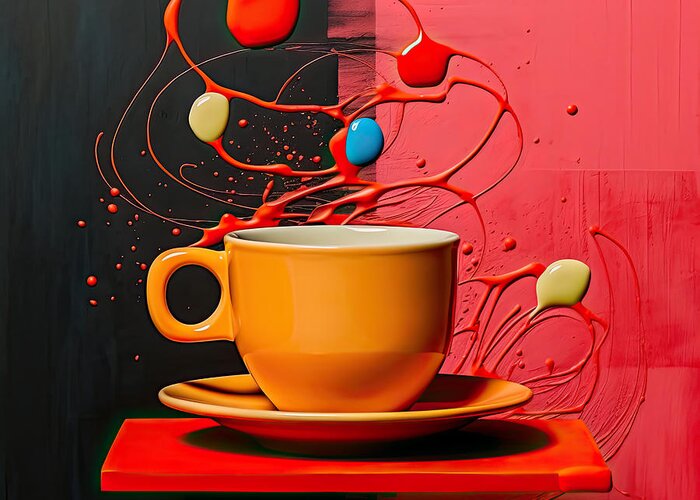 Coffee Greeting Card featuring the digital art Cup O' Coffee by Lourry Legarde