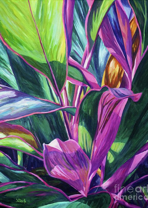 Art Greeting Card featuring the painting Curvy Cordyline by John Clark