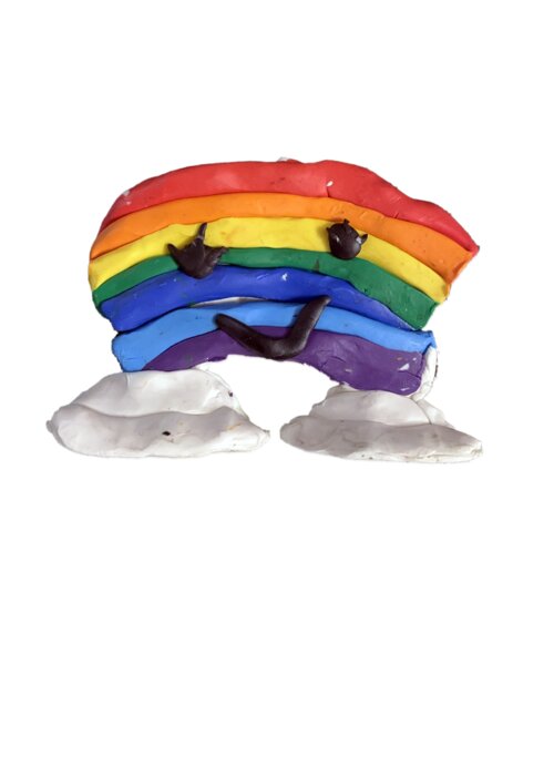 Rainbows Greeting Card featuring the digital art Cute Kawaii Rainbow Clay by Flippin Sweet Gear