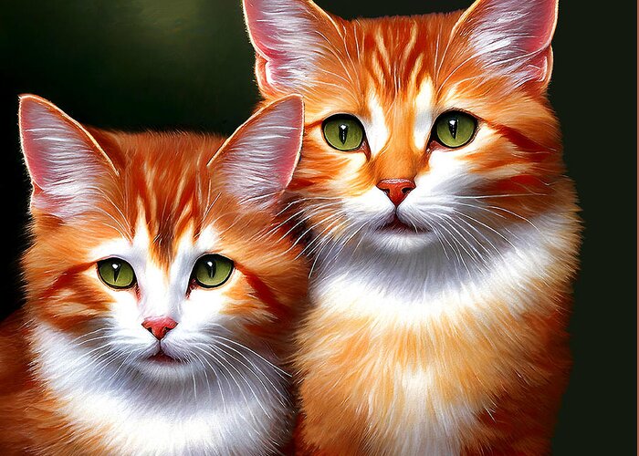 Cats Greeting Card featuring the mixed media Cute Kittens by Pennie McCracken