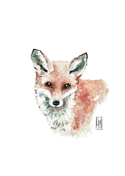 Fox Greeting Card featuring the painting Cute Red Fox by Luisa Millicent