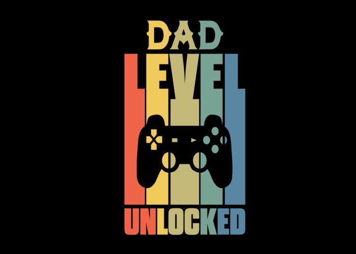 Dad Level Unlocked Vintage Funny Video Gamer Greeting Card by Myloot