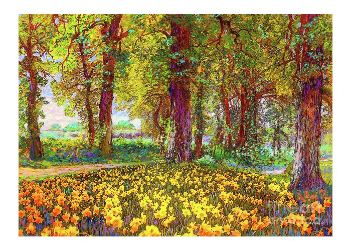 Landscape Greeting Card featuring the painting Daffodil Sunshine by Jane Small