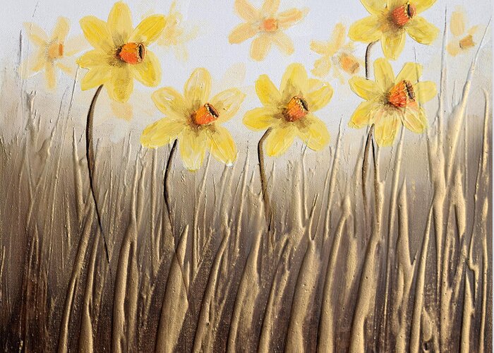 Daffodils Greeting Card featuring the painting Daffodils by Amanda Dagg
