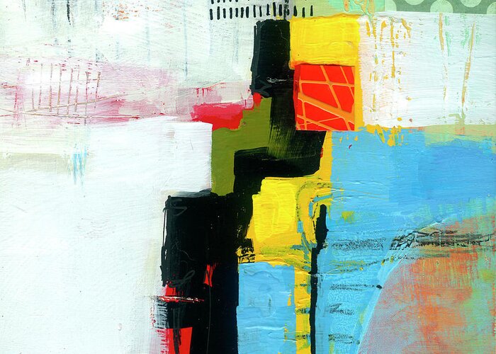 Abstract Art Greeting Card featuring the painting Fair and Square #5 by Jane Davies