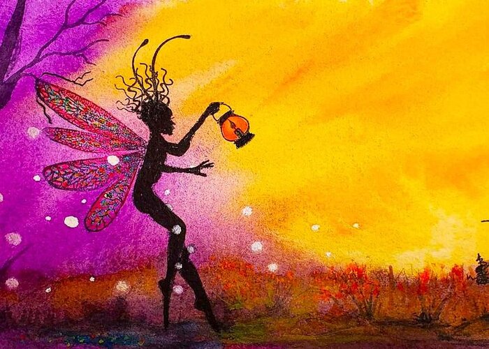 Fairy Greeting Card featuring the painting Dainty Fairy by Deahn Benware