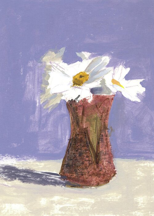 Daisy Greeting Card featuring the painting Daisies in a ceramic tumbler 211507 by Chris N Rohrbach