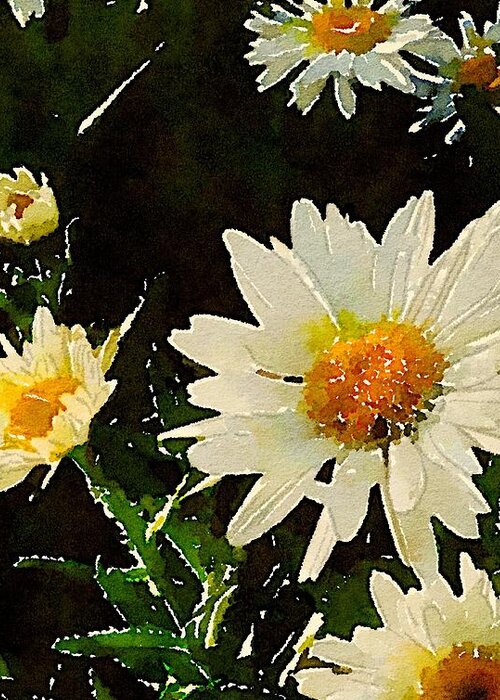 Daisies Greeting Card featuring the digital art Daisies in the Dark by Wendy Golden