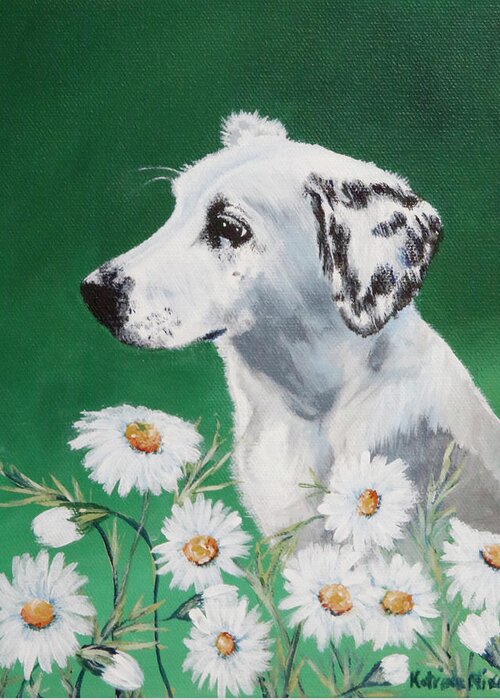 Dog Greeting Card featuring the painting Daisy Dog by Katrina Nixon