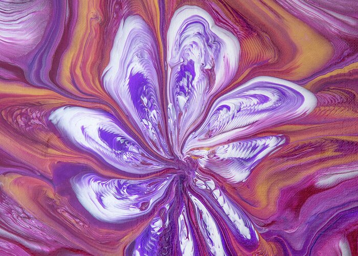 Acrylic Pour Greeting Card featuring the painting Daisy Dreams by Elisabeth Lucas