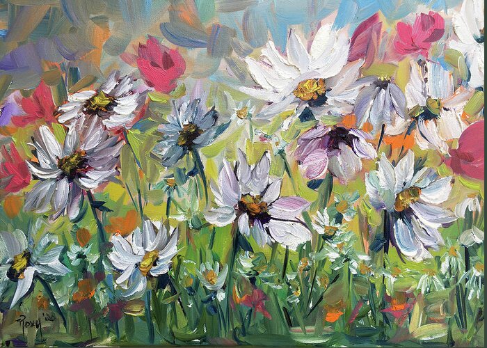 Daisy Painting Greeting Card featuring the painting Daisy Garden by Roxy Rich