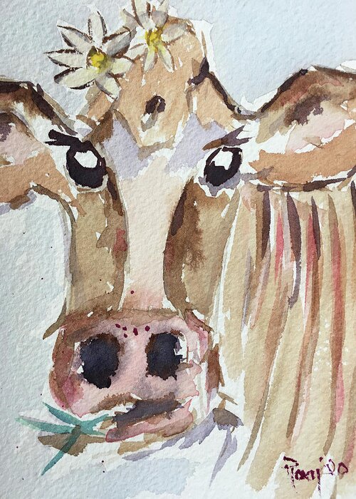 Cow Greeting Card featuring the painting Daisy Mae by Roxy Rich