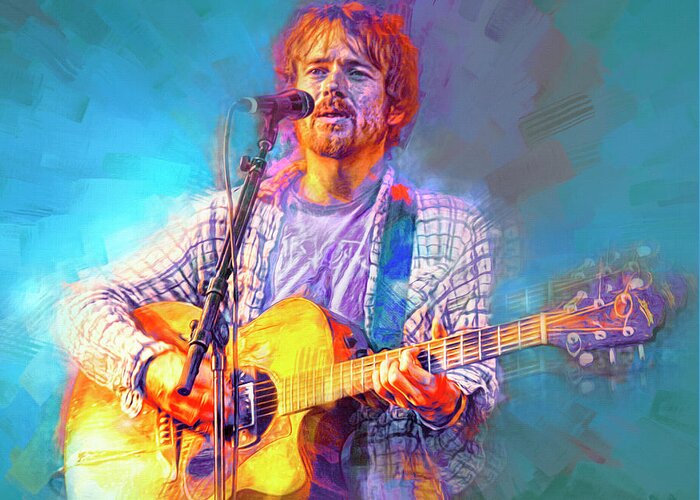 Damien Rice Greeting Card featuring the mixed media Damien Rice Singer Songwriter by Mal Bray