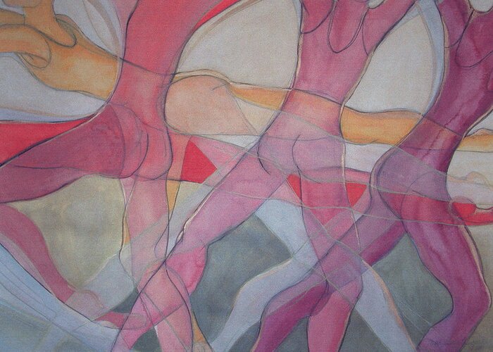  Watercolor Greeting Card featuring the painting Dancers - 22 by Caron Sloan Zuger