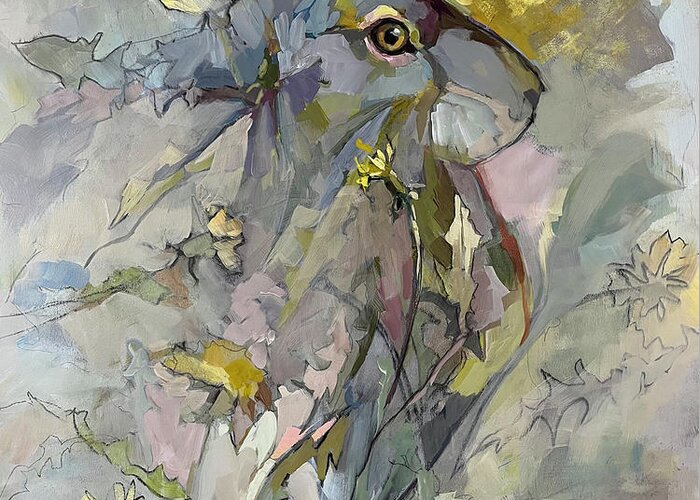 Hare Greeting Card featuring the painting Dandelion by Kimberly Santini