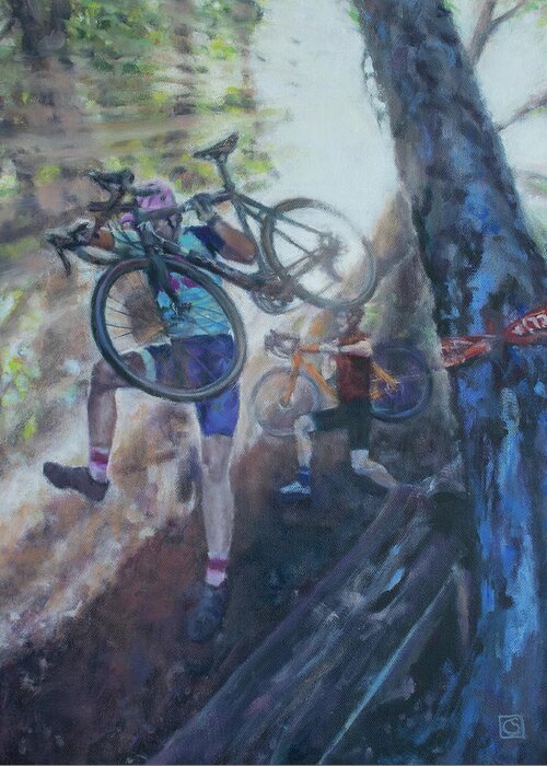 Windsurfer Greeting Card featuring the painting Daredevil Bikers by Kerima Swain