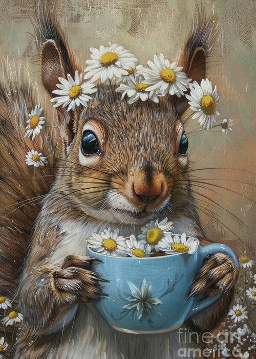 Squirrel Greeting Card featuring the painting Darling Daisy Mae by Tina LeCour
