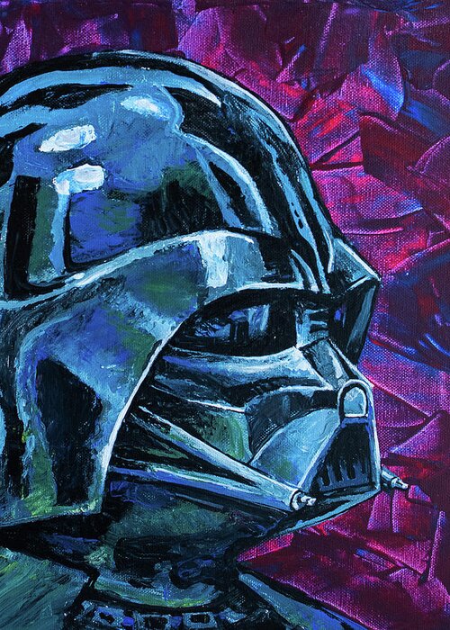Star Wars Greeting Card featuring the painting Darth Vader by Aaron Spong