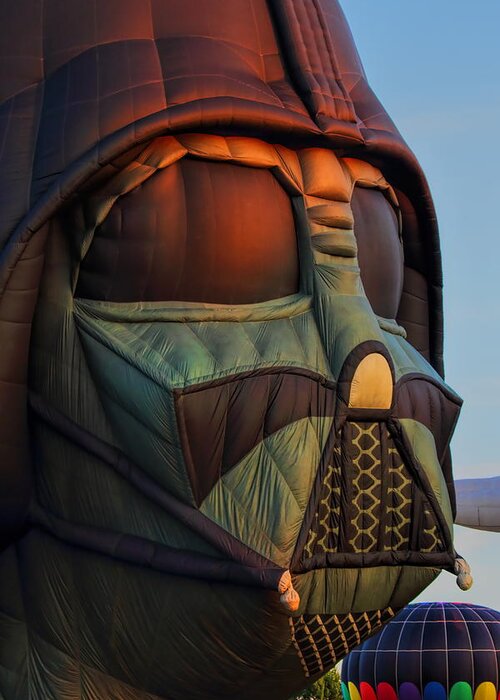 Wausau Greeting Card featuring the photograph Darth Vader Hot Air Balloon Looking Into The Sunset by Dale Kauzlaric