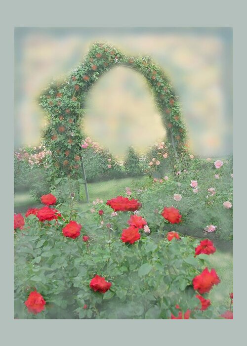 Rose Greeting Card featuring the photograph Dawn in the Rose Garden by Angela Davies