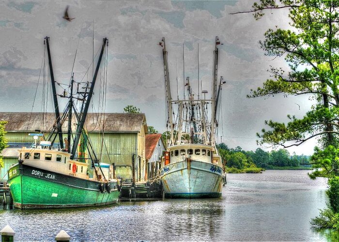 Shrimp Boats Greeting Card featuring the photograph Days End by John Handfield