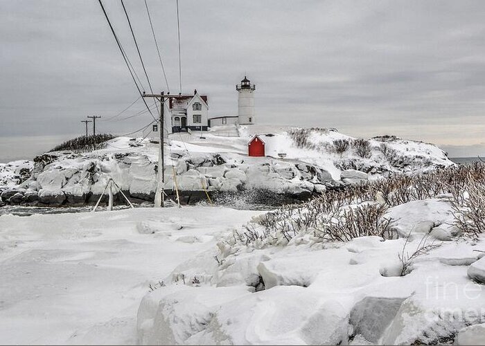Cape Neddick Lighthouse Greeting Card featuring the photograph Dead of Winter by Steve Brown