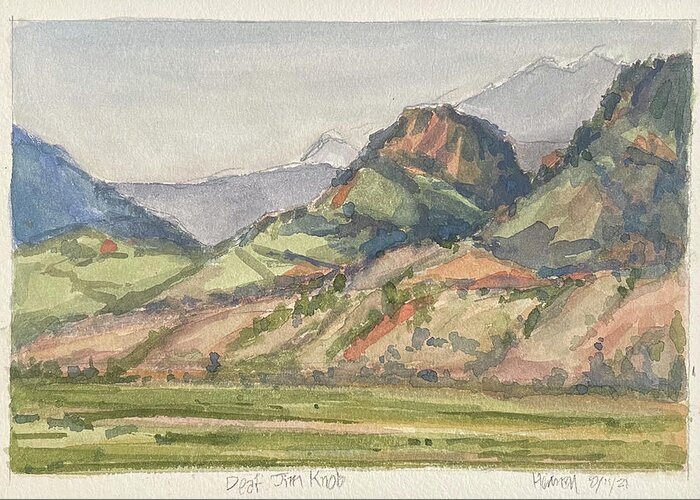 Plein Air On The Yellowstone Greeting Card featuring the painting Deaf Jim Knob and Electric Paek by Les Herman