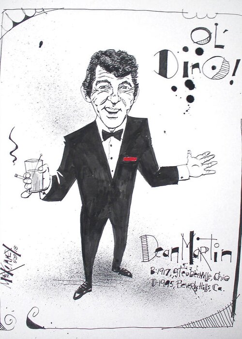  Greeting Card featuring the drawing Dean Martin by Phil Mckenney