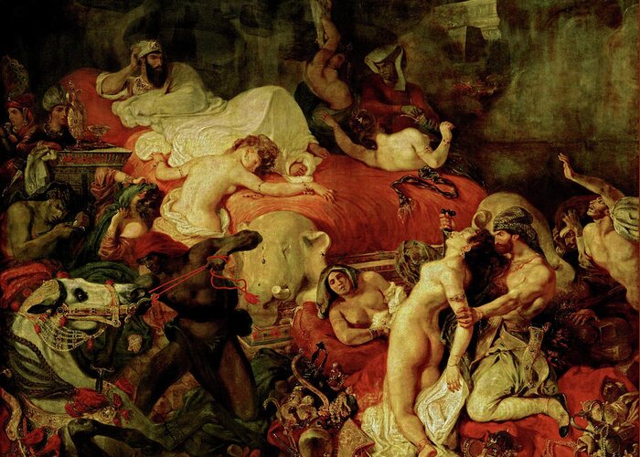 Louvre Greeting Card featuring the painting Death of Sardanapalus by Eugene Delacroix
