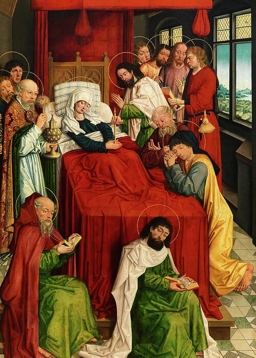 Death Of The Virgin Greeting Card featuring the painting Death of the Virgin by Old Master