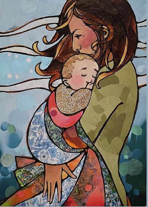 Baby Greeting Card featuring the mixed media Deep Love by Robin M Birrell