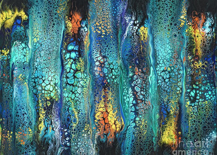 Poured Acrylics Greeting Card featuring the painting Deep Sea Dreams VI by Lucy Arnold