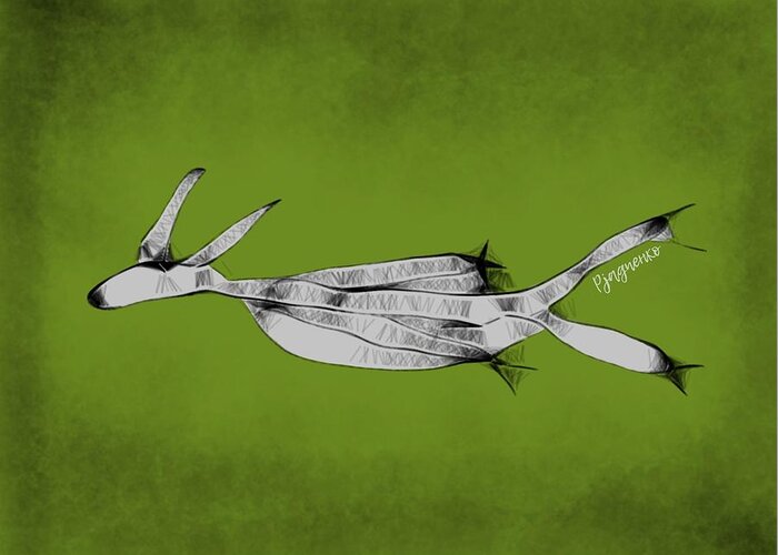 Deer Greeting Card featuring the digital art Long ear deer-eagle cruising by Ljev Rjadcenko