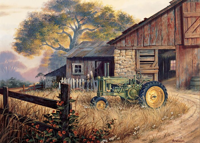 Michael Humphries Greeting Card featuring the painting Deere Country by Michael Humphries