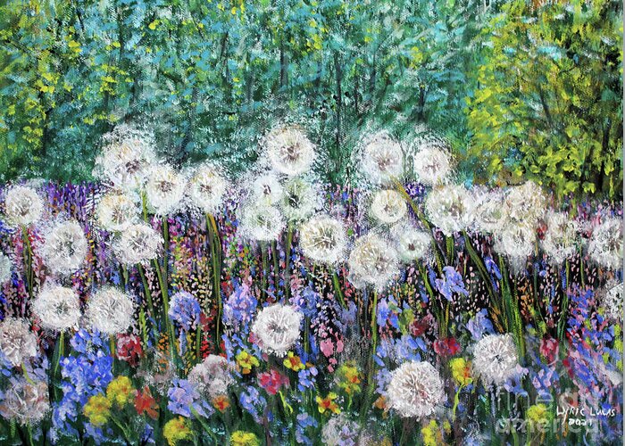 Flowers Greeting Card featuring the painting Delightful Dandelions by Lyric Lucas