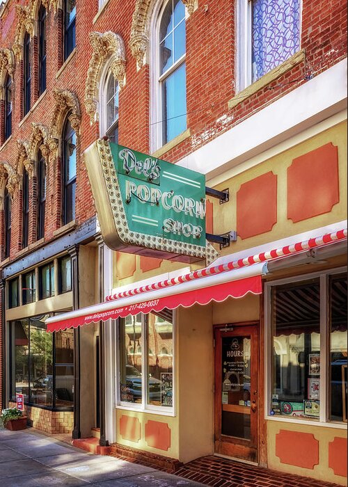 Dels Popcorn Shop Greeting Card featuring the photograph Del's Popcorn Shop - Decatur, Illinois by Susan Rissi Tregoning