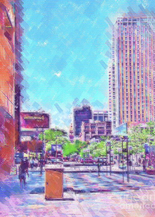 Denver Greeting Card featuring the digital art Denver 16th Street Mall In Pastel by Kirt Tisdale