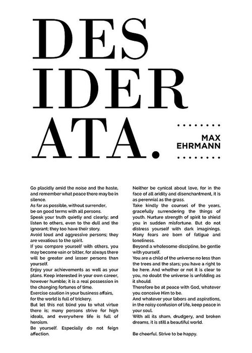 Desiderata Greeting Card featuring the mixed media Desiderata Print - Max Ehrmann - Typography - Literary Poster 16 by Studio Grafiikka