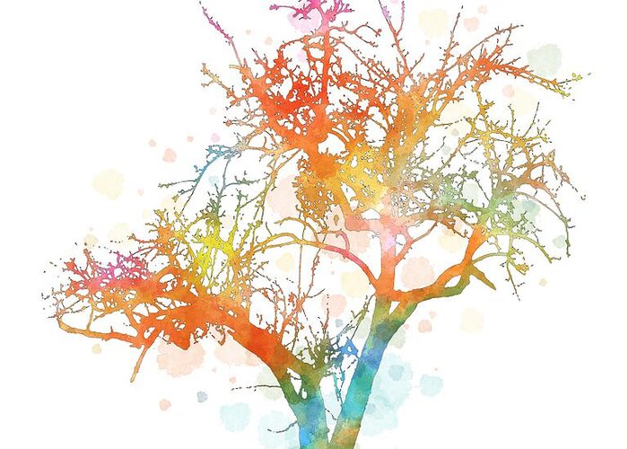 Tree Greeting Card featuring the digital art Design 169 multicolor tree by Lucie Dumas