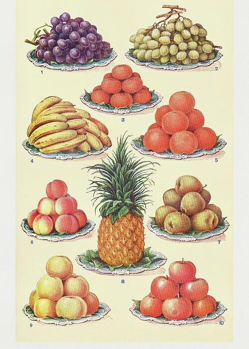 Dessert Fruit Greeting Card featuring the drawing Dessert Fruit II by Mrs Beeton