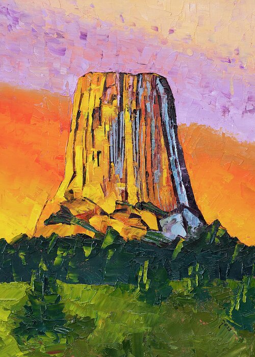 Painting Greeting Card featuring the painting Devil's Tower by Mark Ross