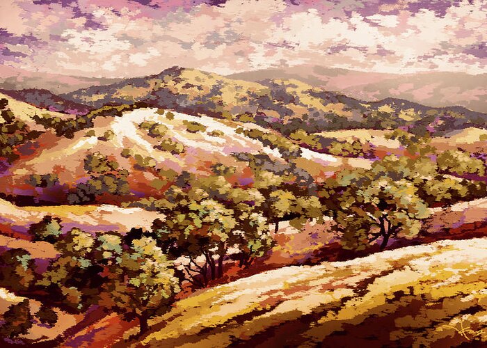 Mountain Greeting Card featuring the painting Diablo Range by Hans Neuhart