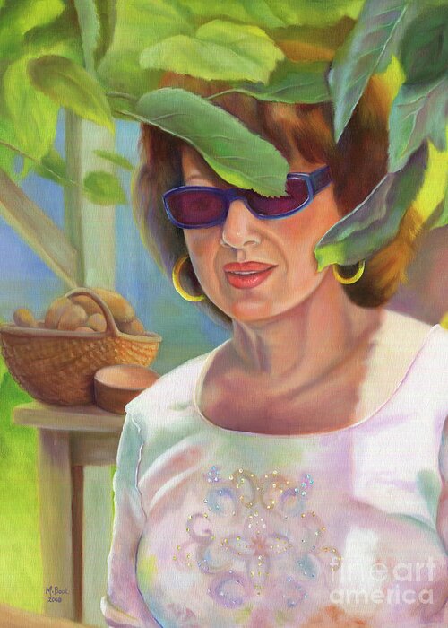Portrait Greeting Card featuring the painting Dianne by Marlene Book