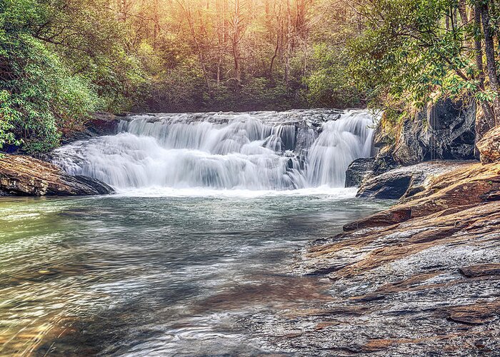 Waterfall Greeting Card featuring the photograph Dick's Creek Waterfall by Anna Rumiantseva