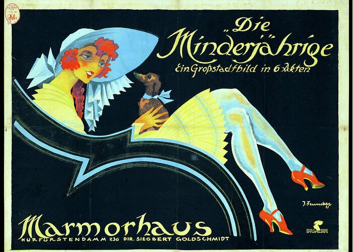 Synopsis Greeting Card featuring the mixed media ''Die Minderjahrige'', 1921 - art by Josef Fenneker by Movie World Posters