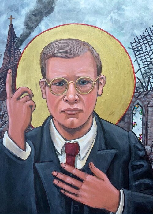 Iconography Dietrich Bonhoeffer Christian Theologian Greeting Card featuring the painting Dietrich Bonhoeffer by Kelly Latimore