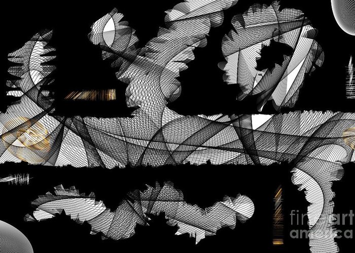 Digital Greeting Card featuring the digital art Digital Abstract Fragments by Yvonne Johnstone